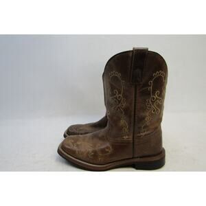 Smoky Mountain Youth Size 2.5 R Brown Leather Embroidered Western Cowboy Boots